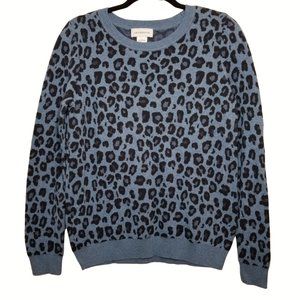 Liz Claiborne Blue Leopard Print Sweater Size L